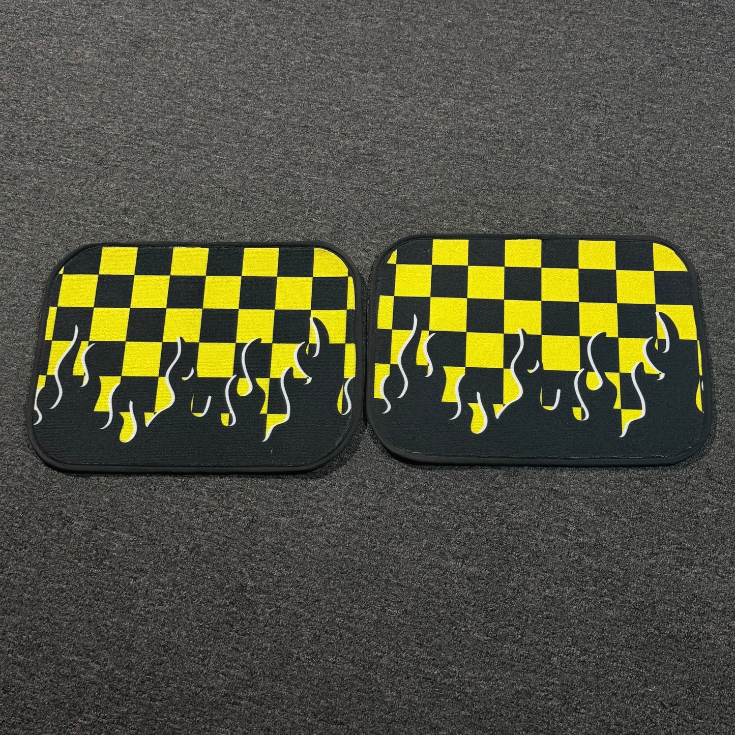 Yellow Checkered Zelix Car Floor Mats | Racing-Inspired
