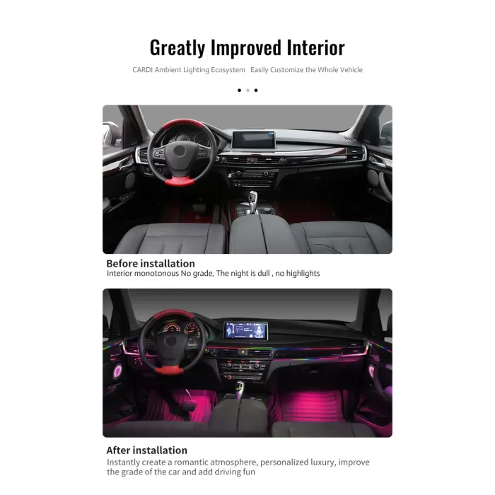 CARDI K4 Active Ultra Ambient RGB LED Interior Lights - 18 Pieces