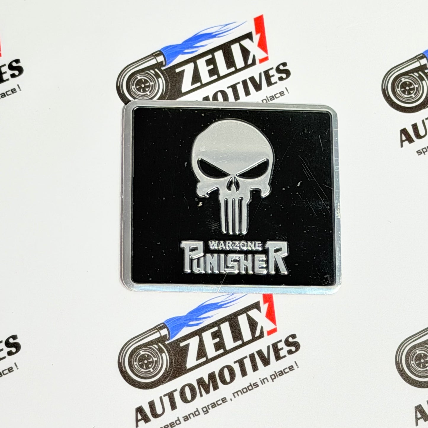 Warzone Punisher Car Exterior Stickers | Premium Metal Finish Black/Red Color Options