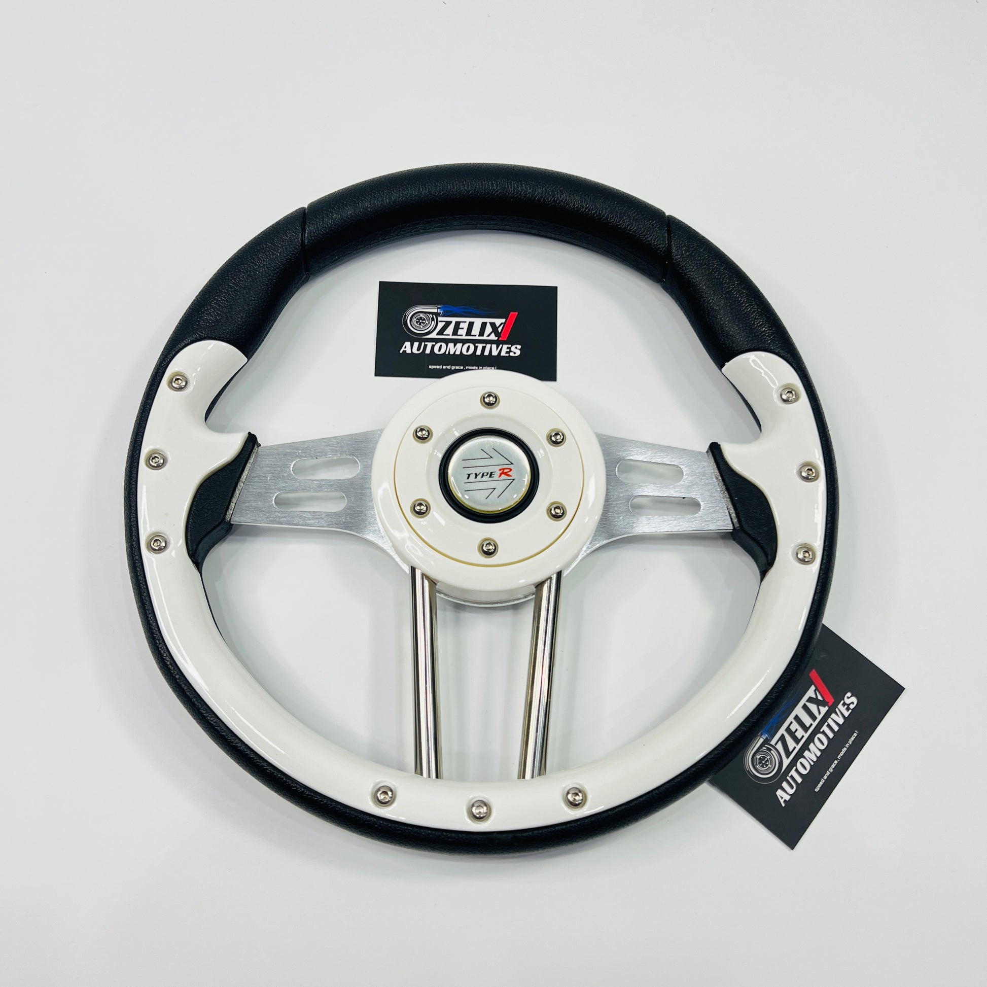 TYPE-R steering wheel with premium grip in White Color
