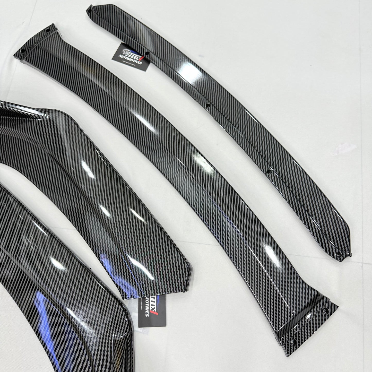 Universal 4 Pc Carbon Fiber Front Splitters with Lip | ABS