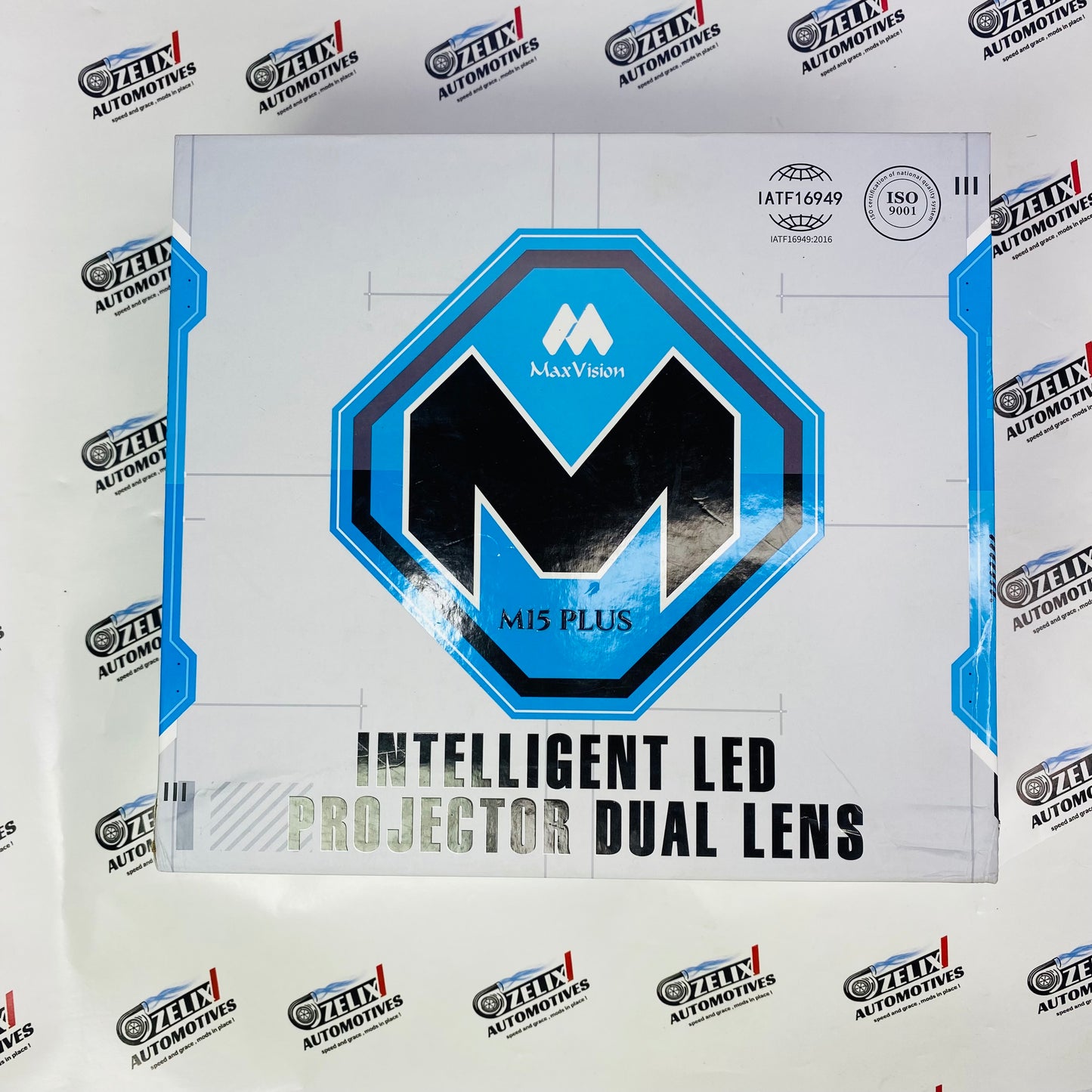 Automotive MaxVision M15 Plus Intelligent LED Projector Dual Lens lighting system for vehicle headlight upgrade.