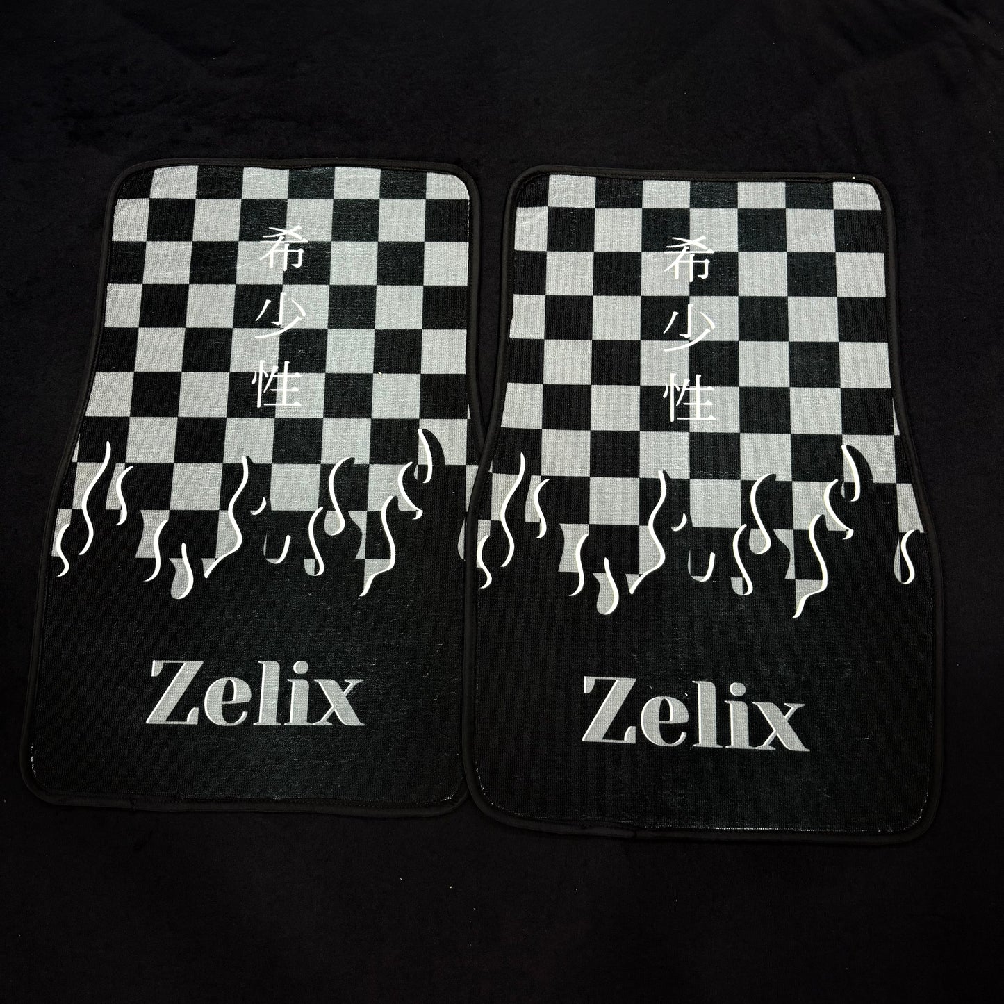 Zelix Premium Checkered Flame Car Floor Mats – JDM Style Interior Upgrade
