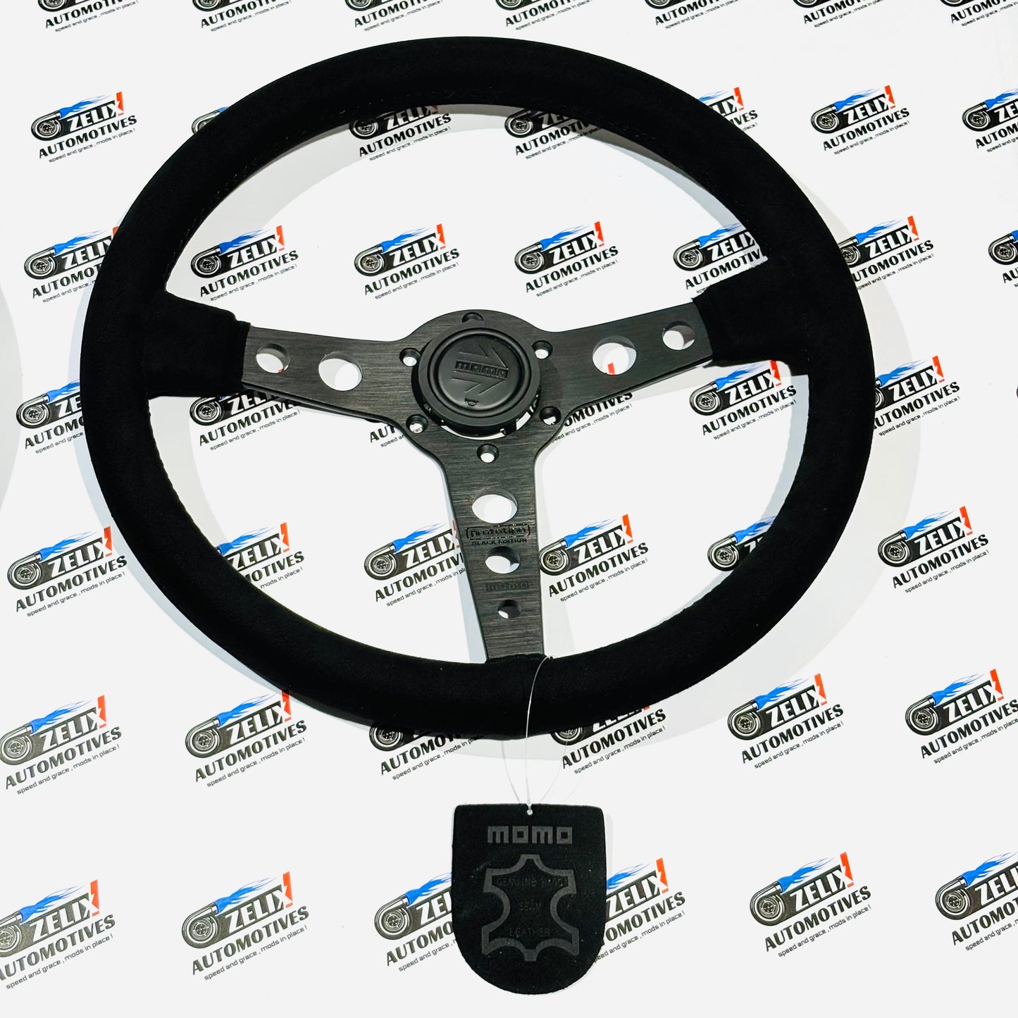 MOMO PROTOTIPO-Black Edition Flat Steering Wheel | Aftermarket JDM-style (Leather/Alcantara Finish)