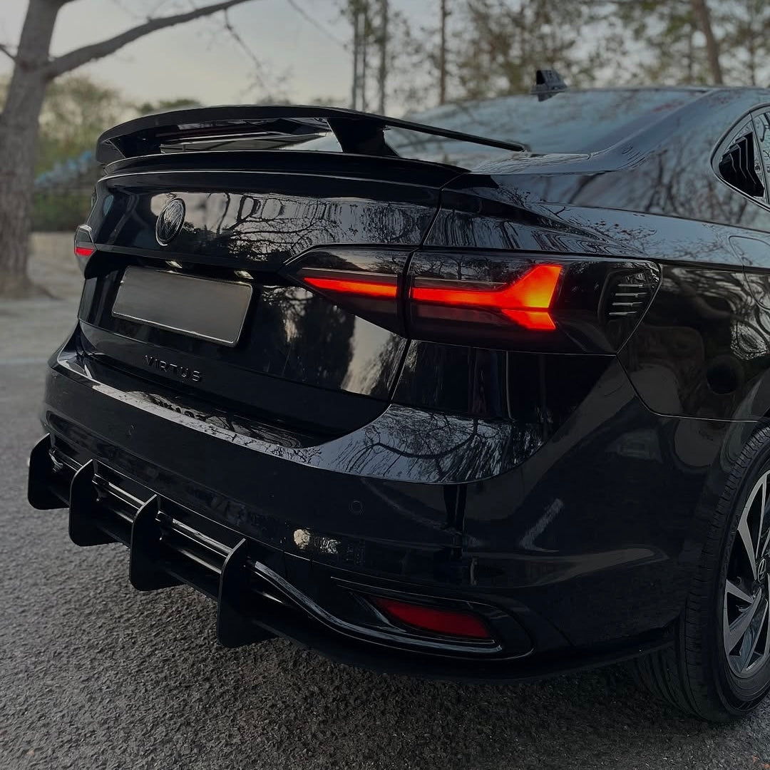 Virtus And Slavia 4-Fin Rear Bumper Diffuser | Aftermarket ABS