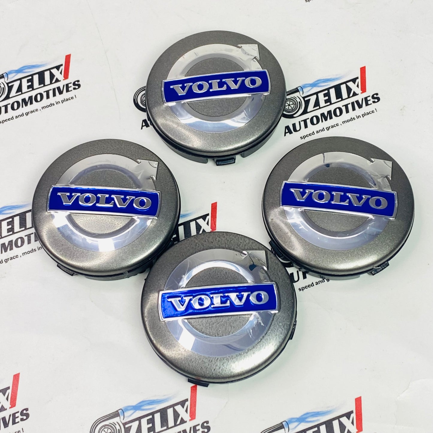 Volvo premium wheel center caps in Silver Color