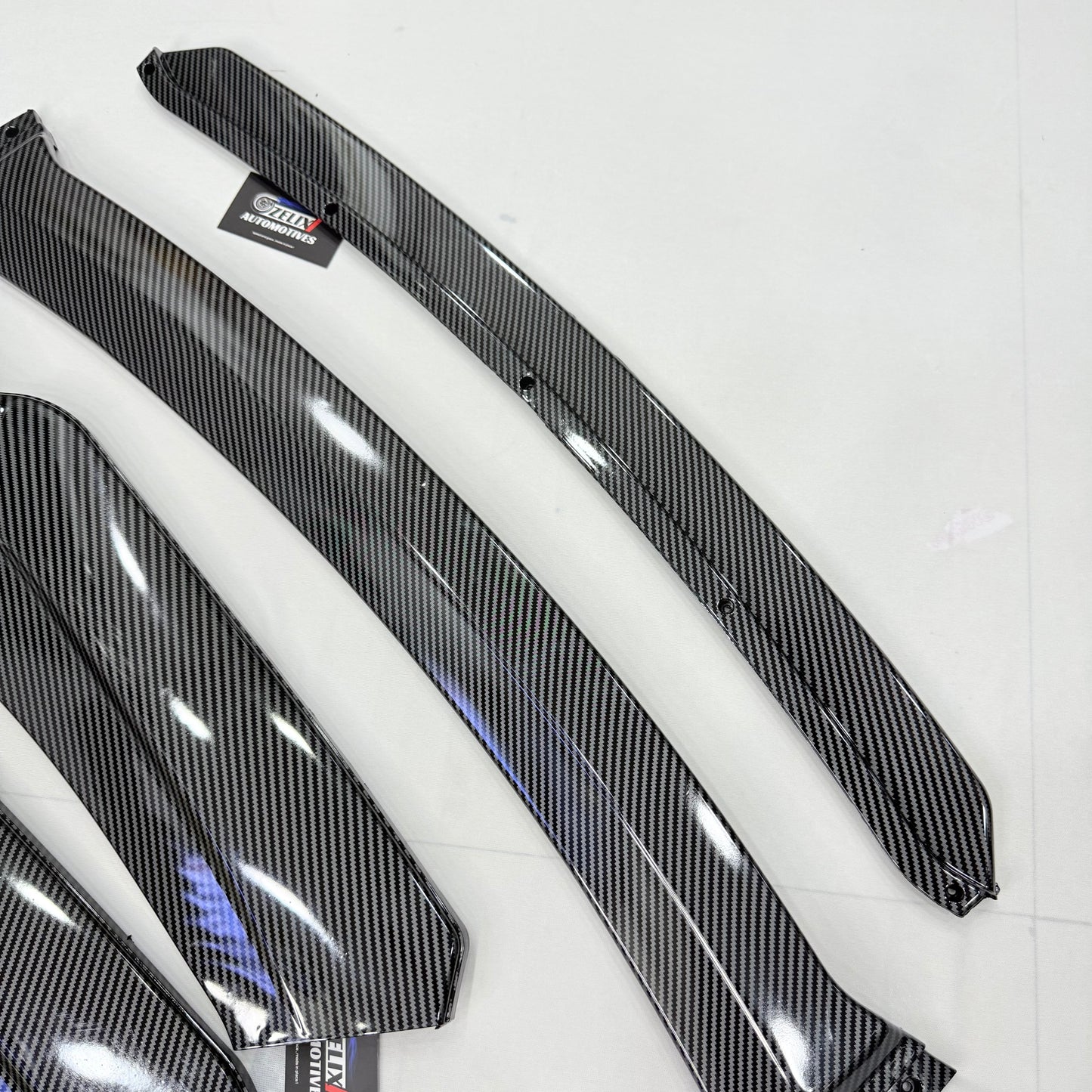 Universal 4 Pc Carbon Fiber Front Splitters with Lip | ABS