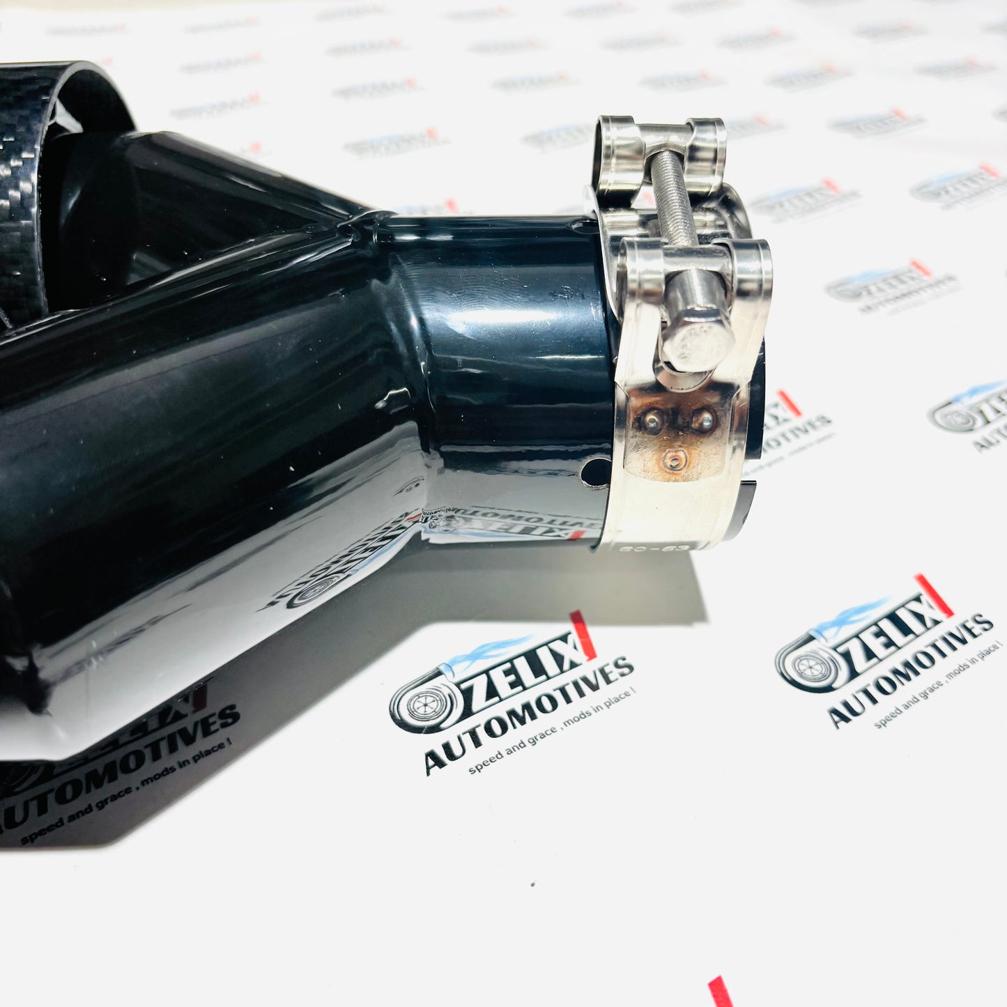 Akrapovic Dual Exhaust Tip | Blue Outlet Design with Carbon Fiber Finish