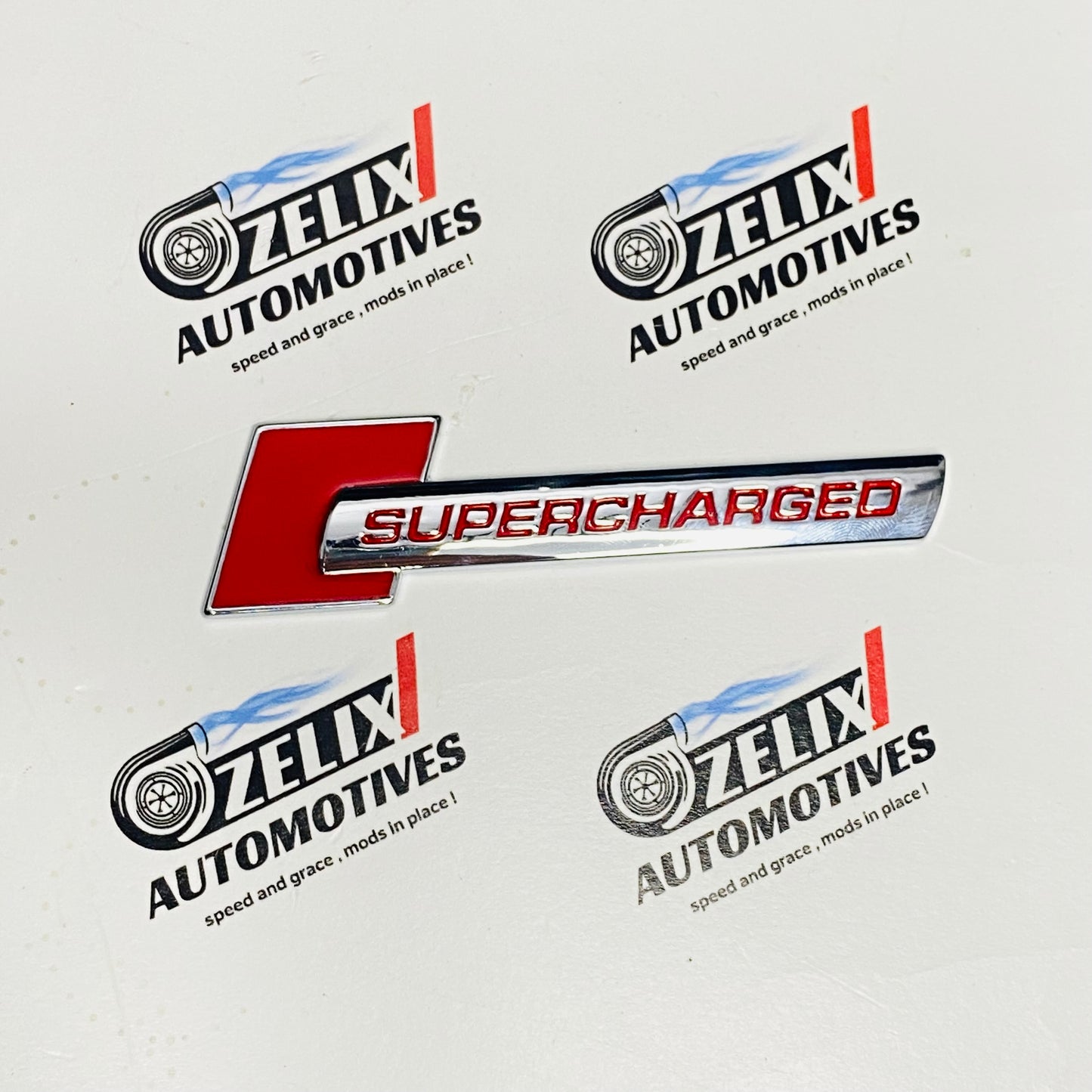 Supercharged Metal Emblem Badge – Universal Car Sticker