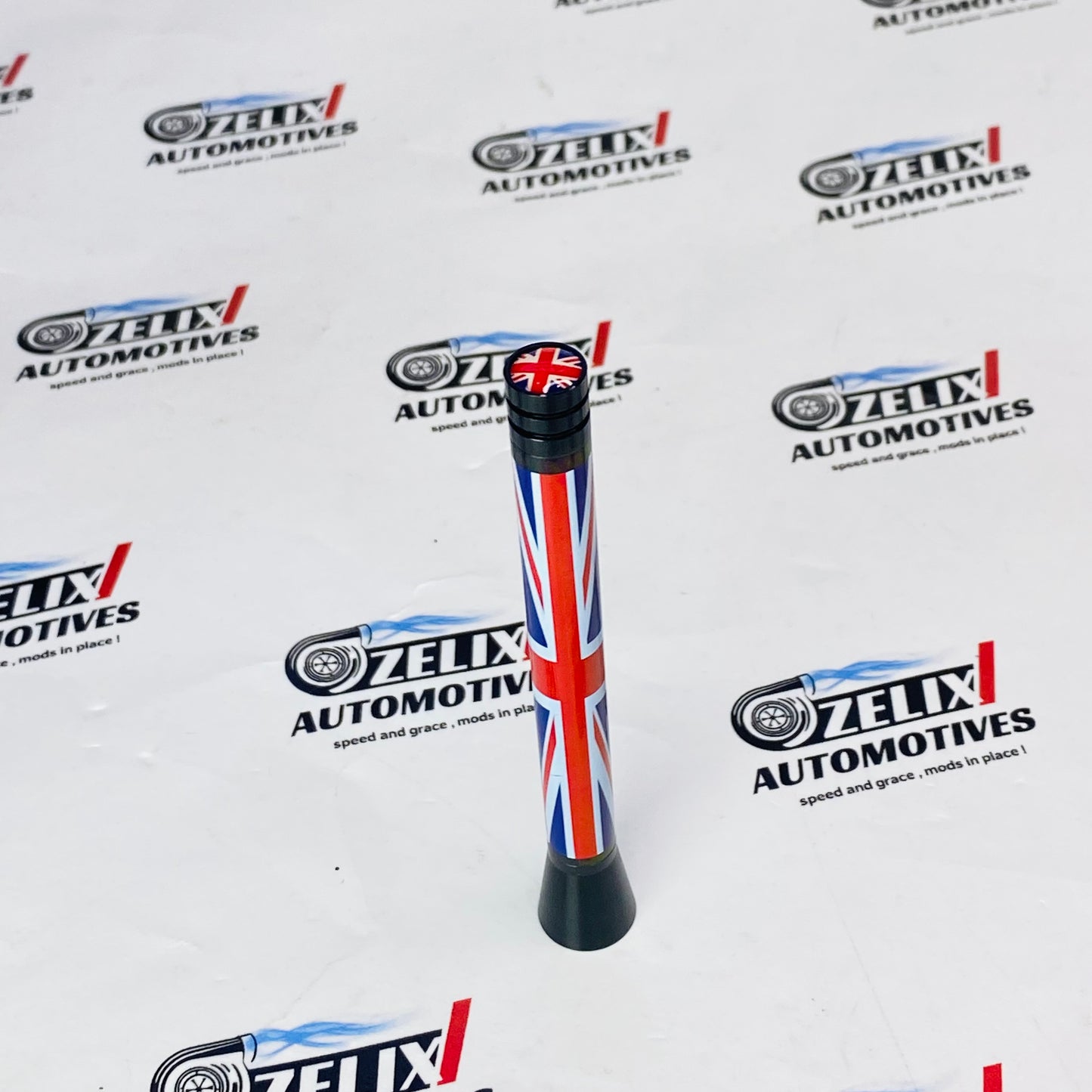 premium style car antenna with UK flag
