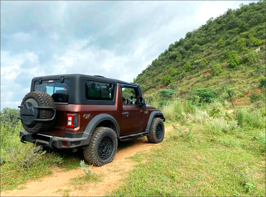 Mahindra Thar Stepney Cover Lock | Heavy-Duty FRP Line-X Coated Wheel Protector