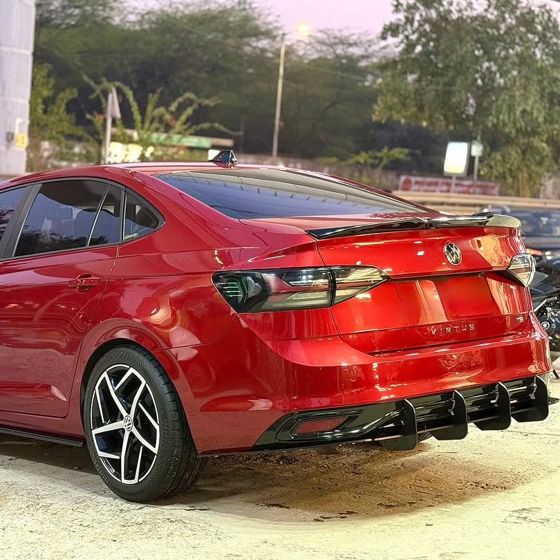 Virtus And Slavia 4-Fin Rear Bumper Diffuser | Aftermarket ABS
