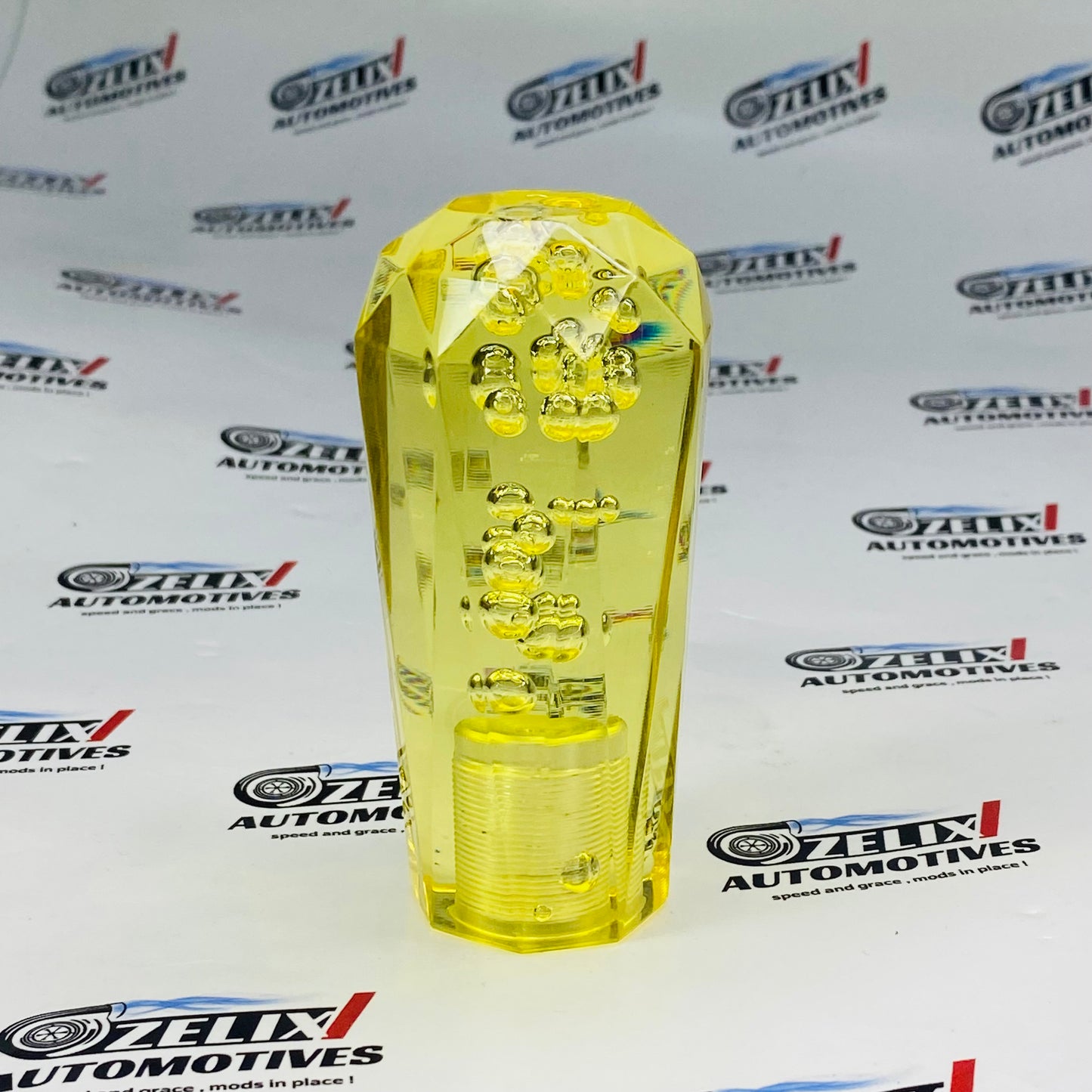 Yellow Bubble Crystal Cut Gear Knob Sporty Universal Car Shift Knob Design