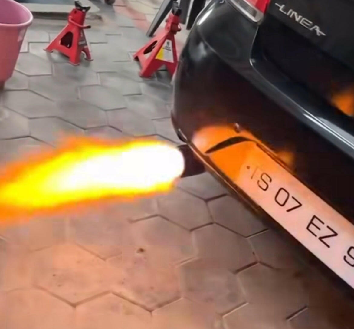 Flames Shooting out of Car Exhaust