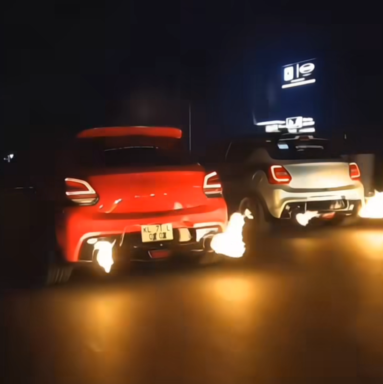 Flames Shooting out of Car Exhaust