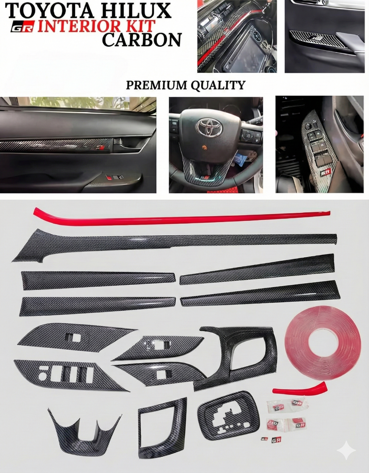 Toyota Hilux GR Interior Kit | Premium Carbon Fiber Finish