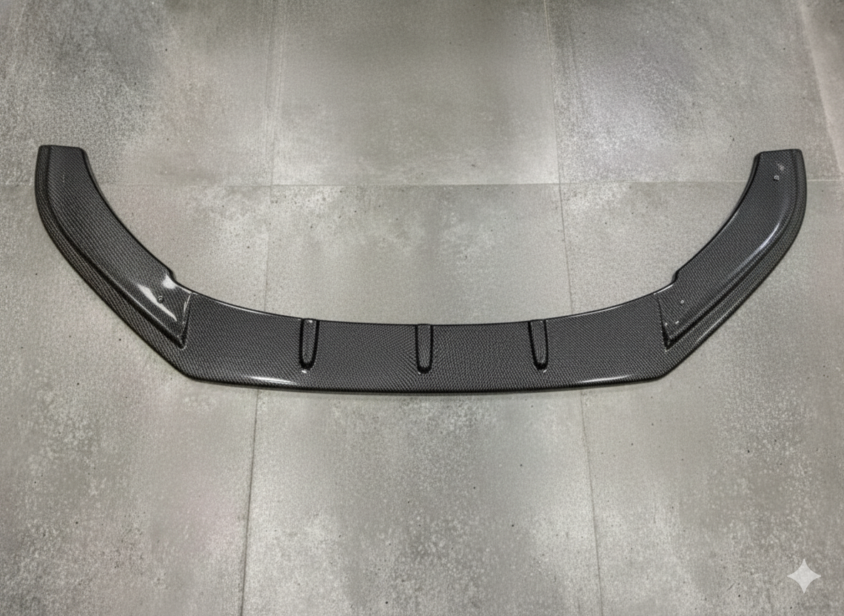 Volkswagen Polo Front Splitter – Single Piece Lip in Gloss Black & Carbon Finish