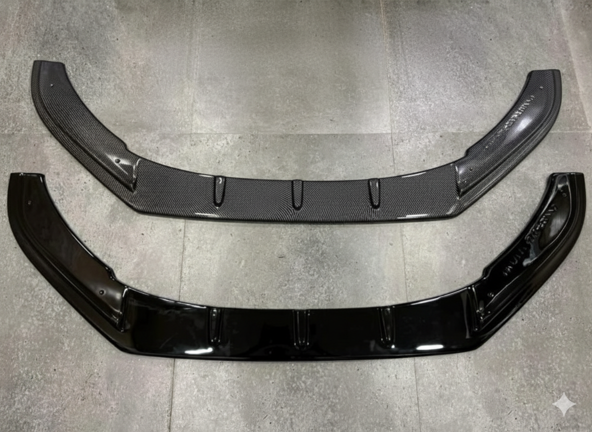 Volkswagen Polo Front Splitter – Single Piece Lip in Gloss Black & Carbon Finish