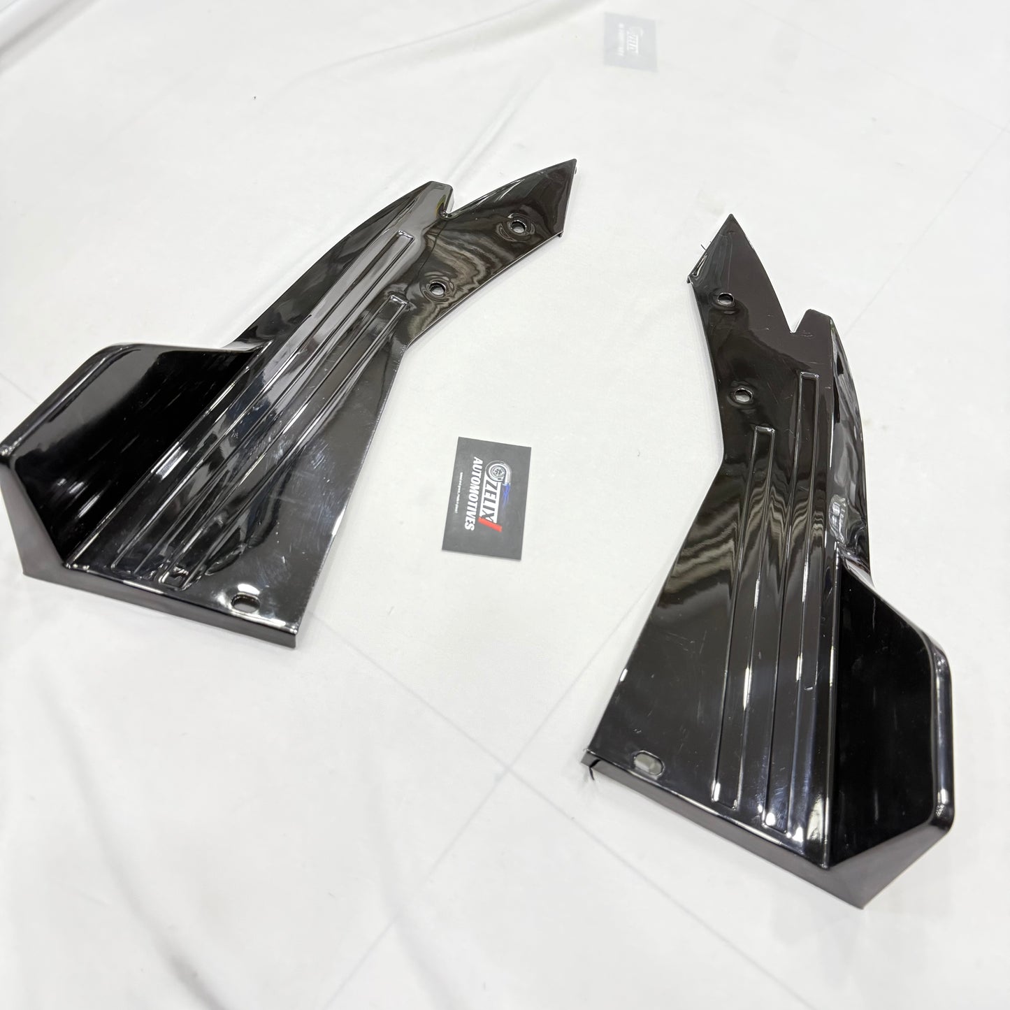 Fish Cut Rear Splitters | Universal Gloss Black ABS Diffuser Extensions