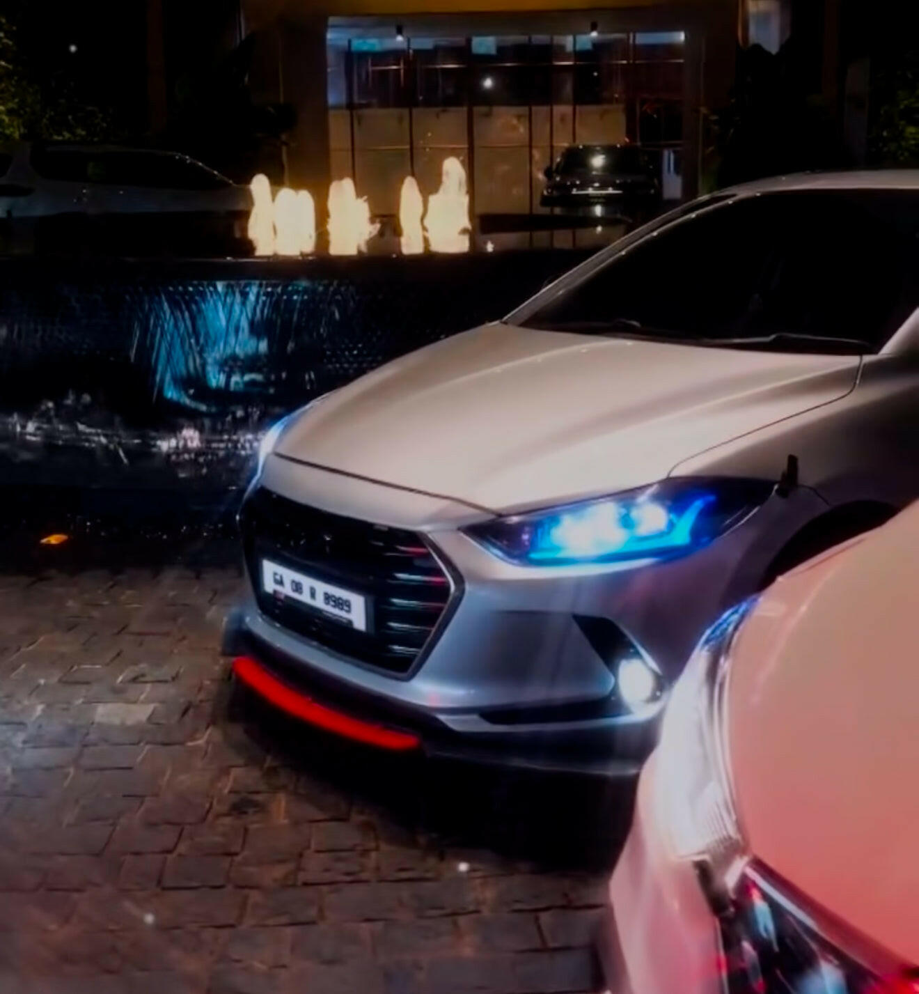 Universal 6 Pc Front Splitters and Side Skirts | Gloss Black with Red Lip