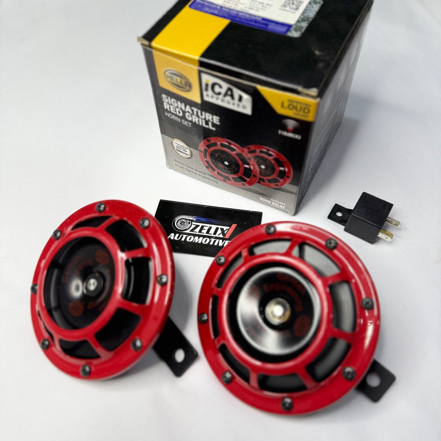 Hella Red Grill Super Tone Horn Set