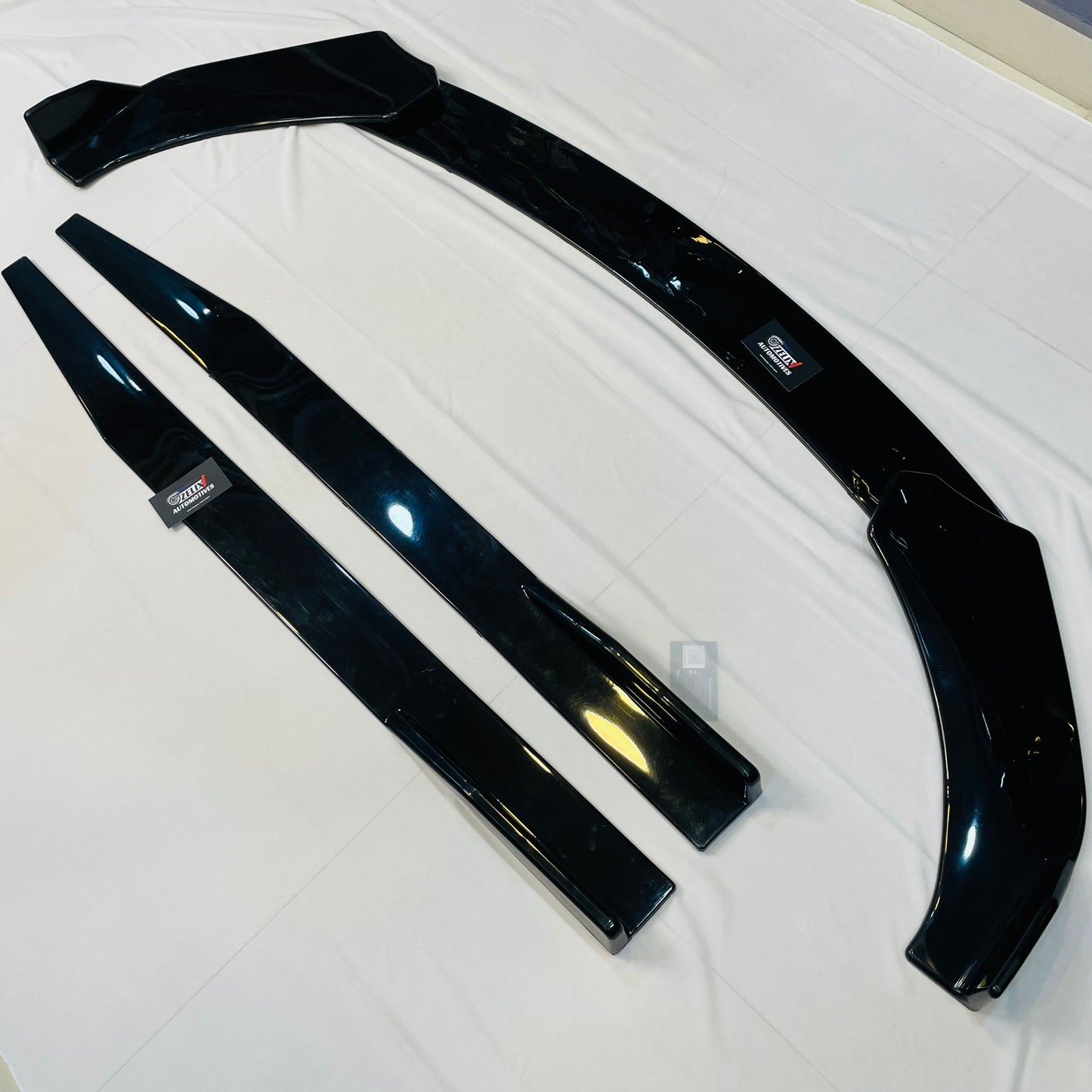 Universal 5 Pc Front Splitters & Side Skirts | Gloss Black | ABS