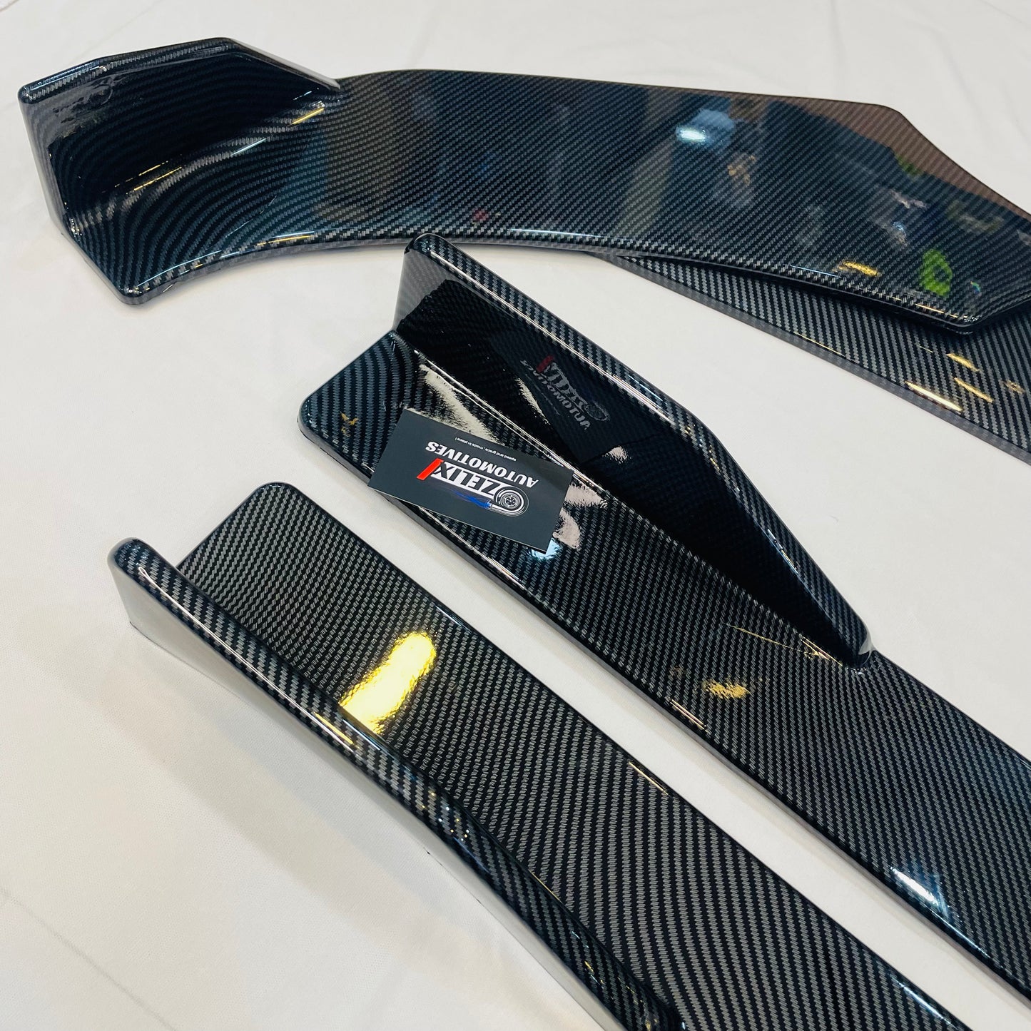 Universal 5 Pc Front Splitters & Side Skirts | Carbon Fiber | ABS