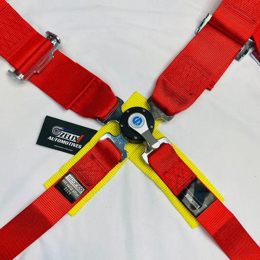 SPARCO universal 4-point racing seat belt harness in red.