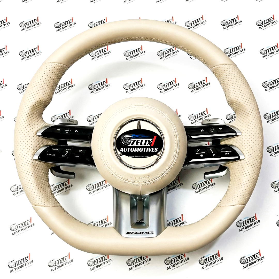 Beige Finish Steering Wheel Compatible With Mercedes-Benz AMG | Aftermarket