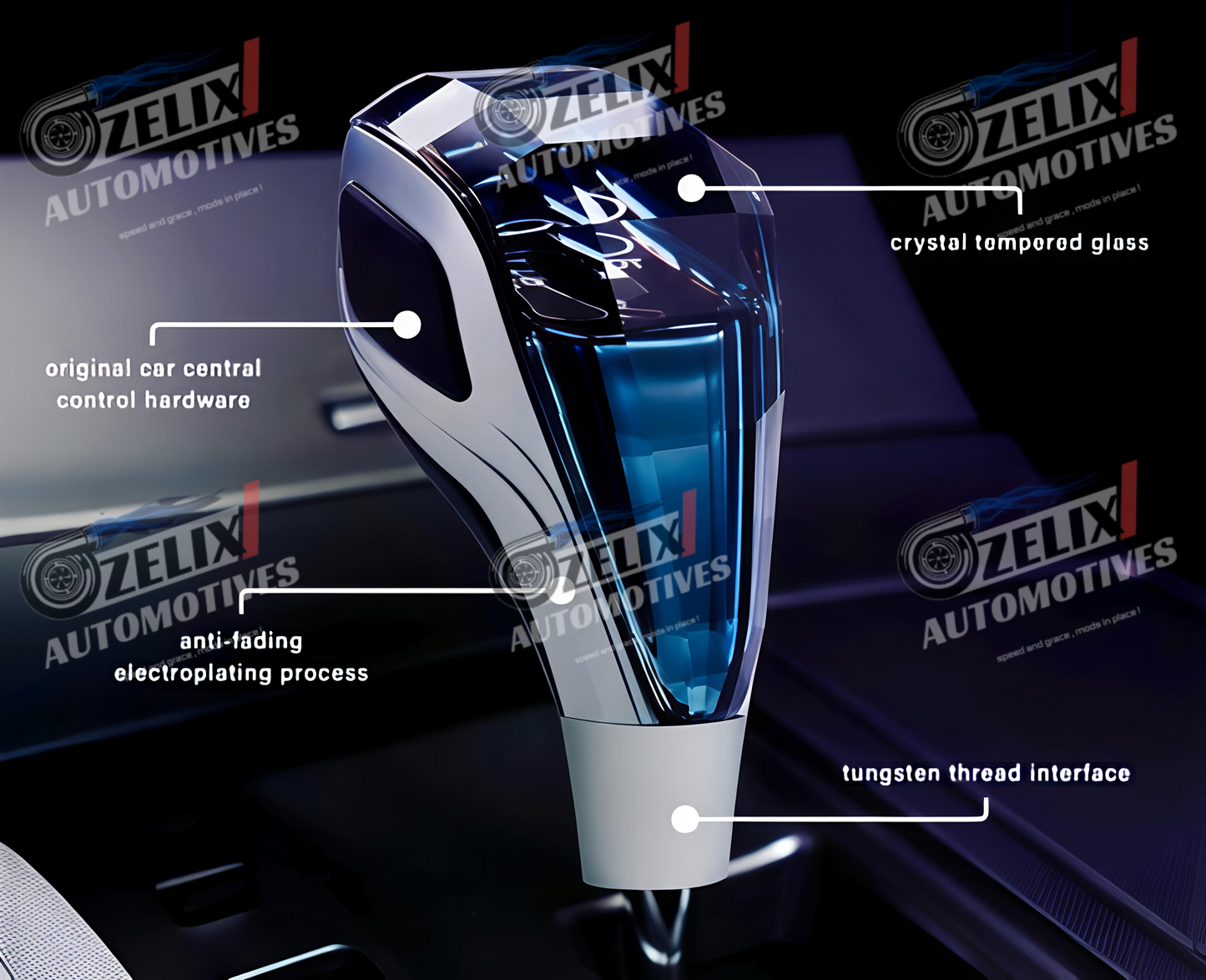 Crystal LED Gear Shift Knob with Touch Sensor & Color Changing Illumination