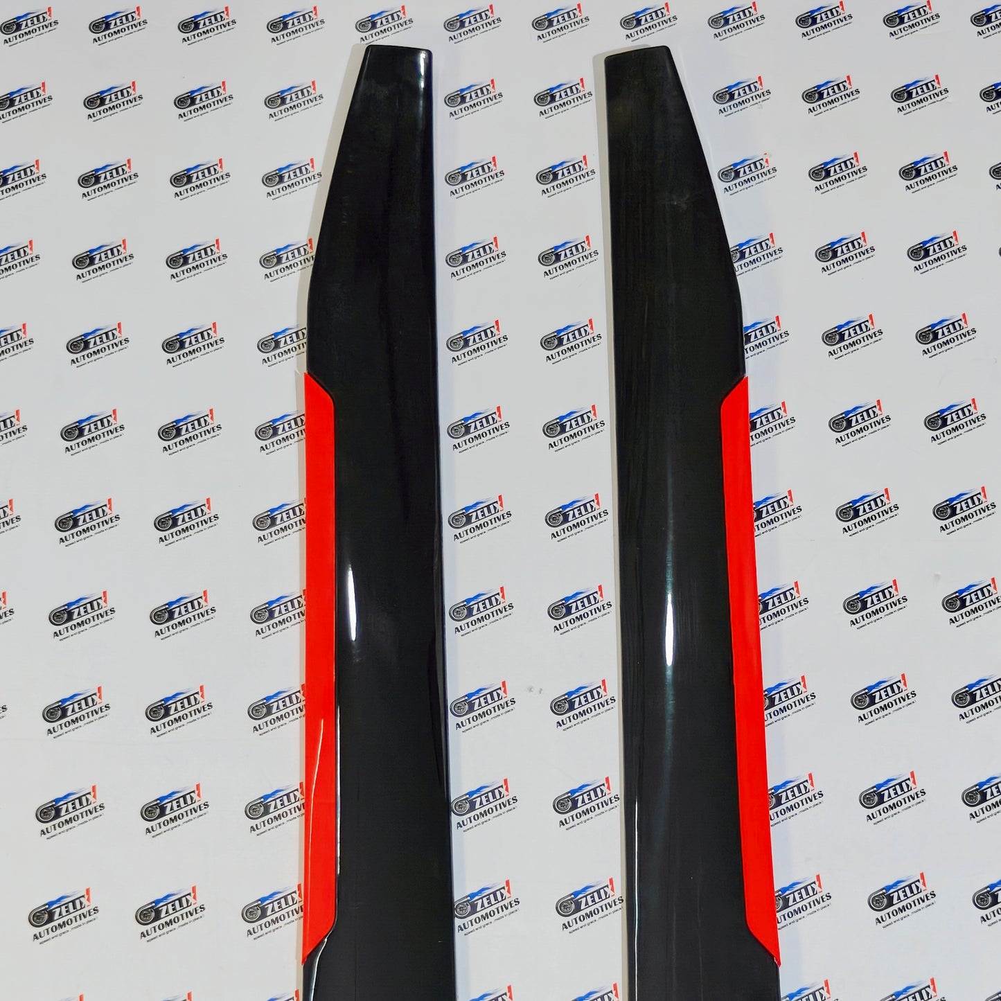 Universal Side Skirts Glossy Black with Red Accent | 120 cm