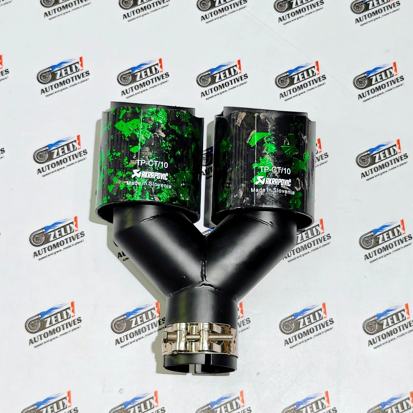 Akrapovic Exhaust Tip | Green Forged Carbon Dual Tip