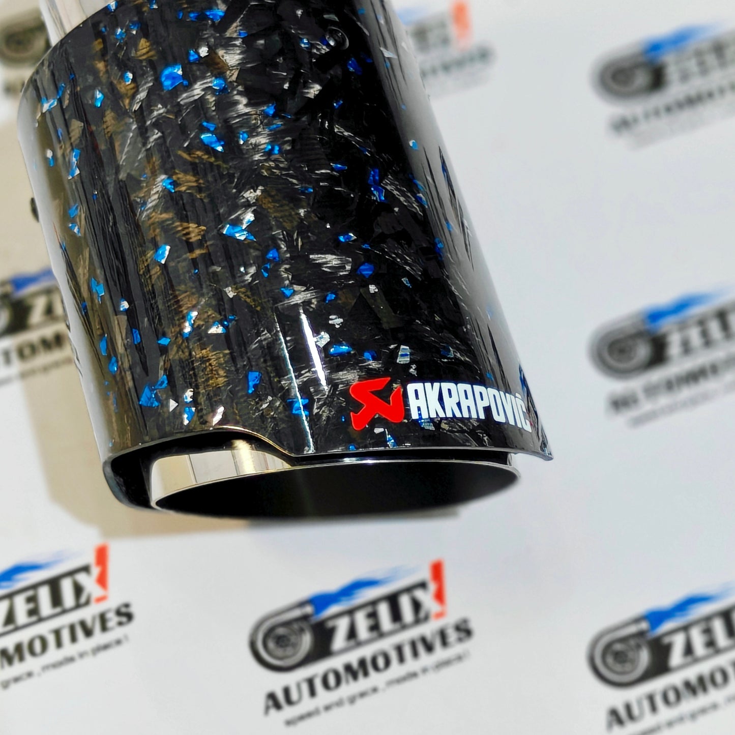 Akrapovic Exhaust Tip | Blue Forged Carbon Single Tip