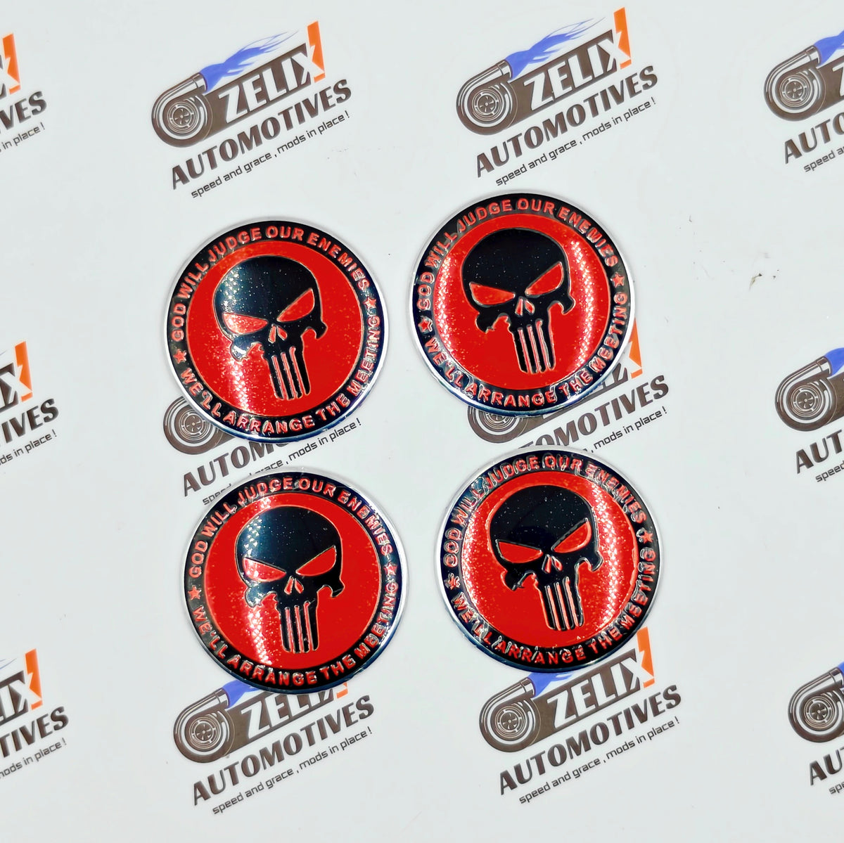 War Zone Punisher Skull Wheel Stickers for Cars