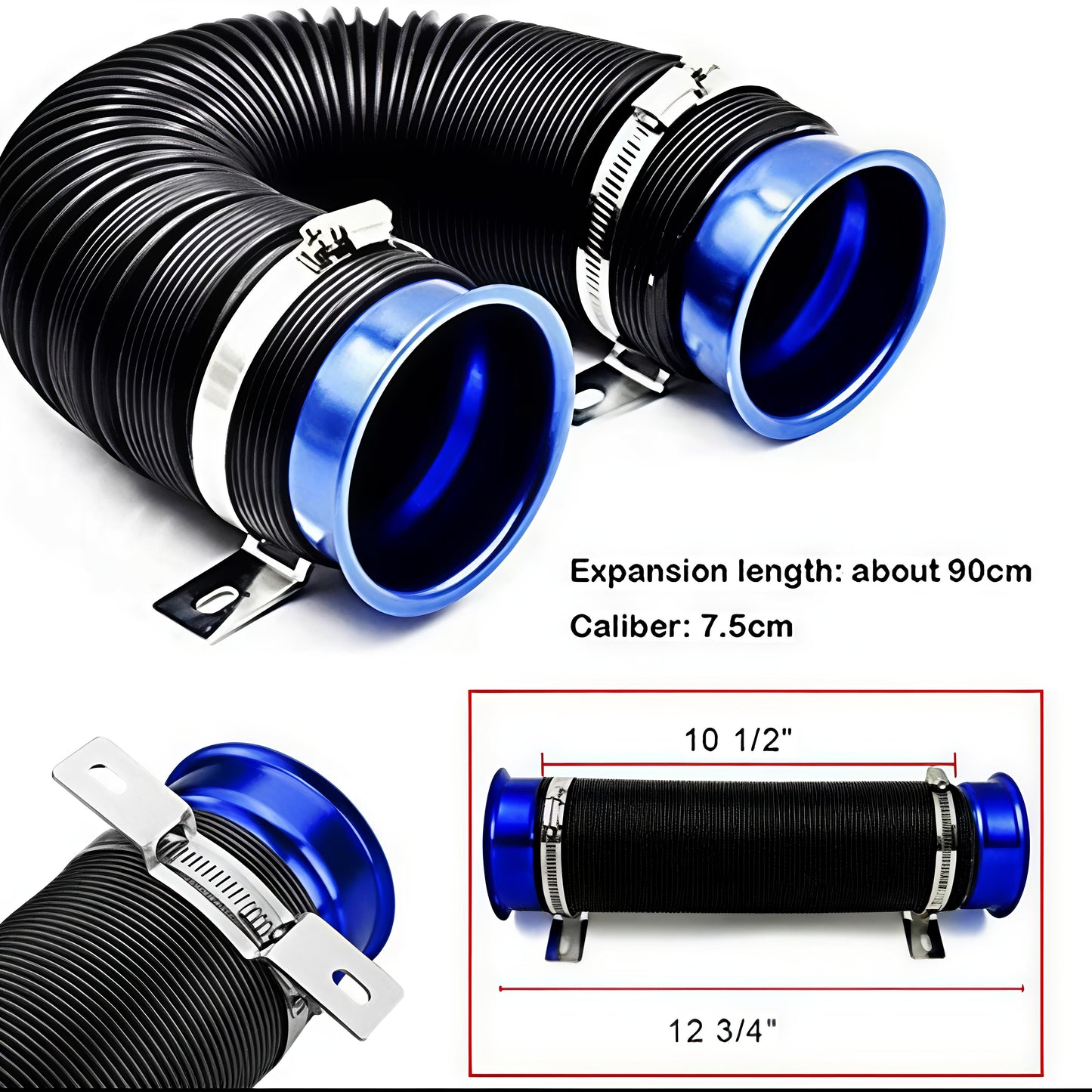 Flexible Cold Air Intake Pipe | 3-Inch High-Flow Performance Tube | Universal Fit