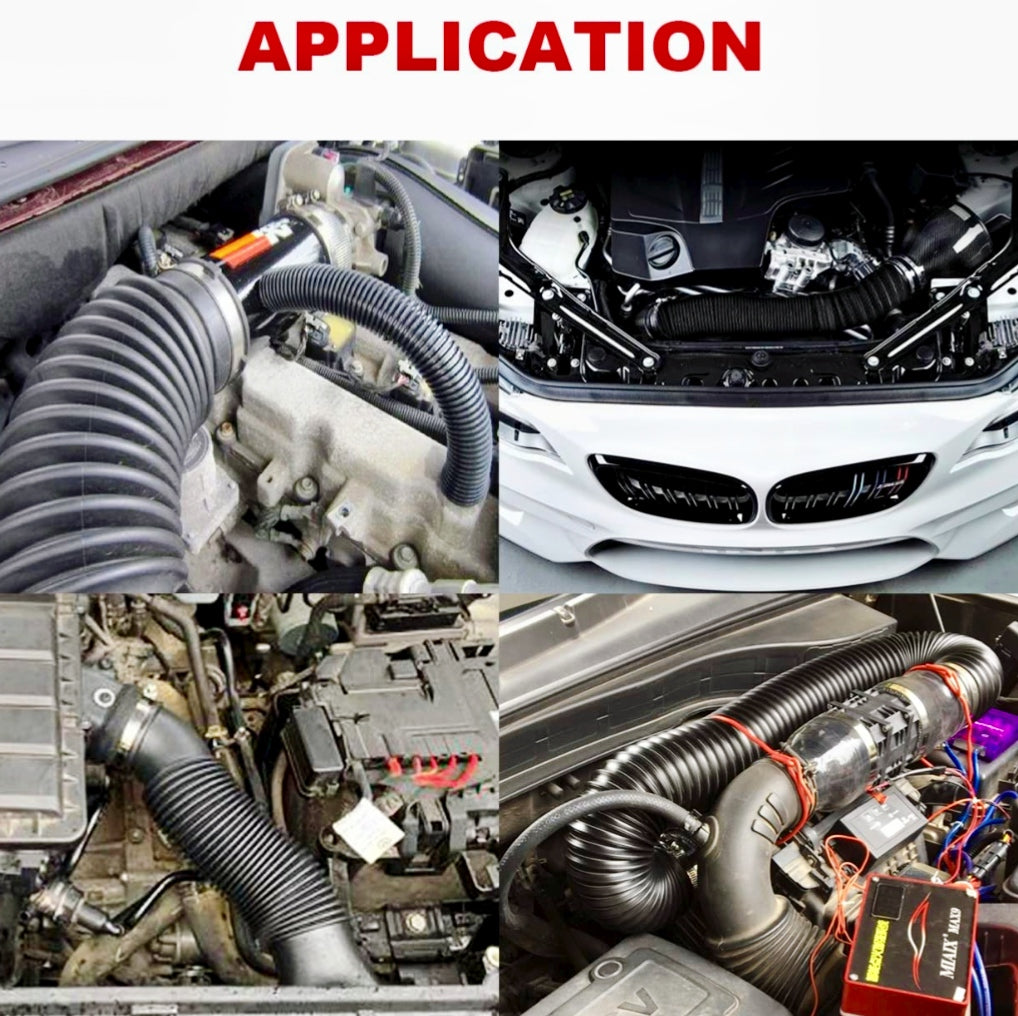 Flexible Cold Air Intake Pipe | 3-Inch High-Flow Performance Tube | Universal Fit