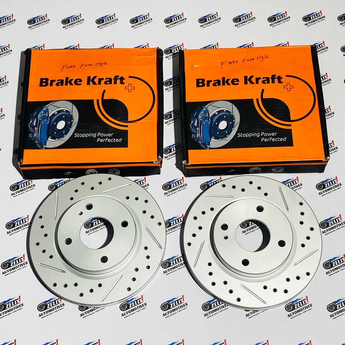 Brake Kraft Ventilated Disc Brake Set of-2 | Performance Disc Fits for | Ford Freestyle