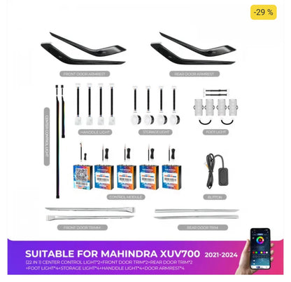 CARDI OEM Type Ambient Atmosphere Interior LED Lights For Mahindra XUV 700 2021 Onwards- 22 Pieces