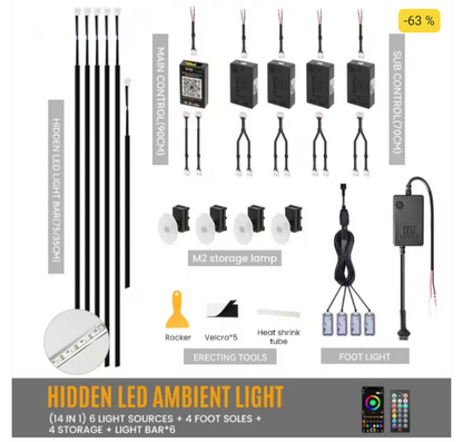 CARDI K3 Active Ultra Ambient RGB LED Interior Lights - 14 Pieces