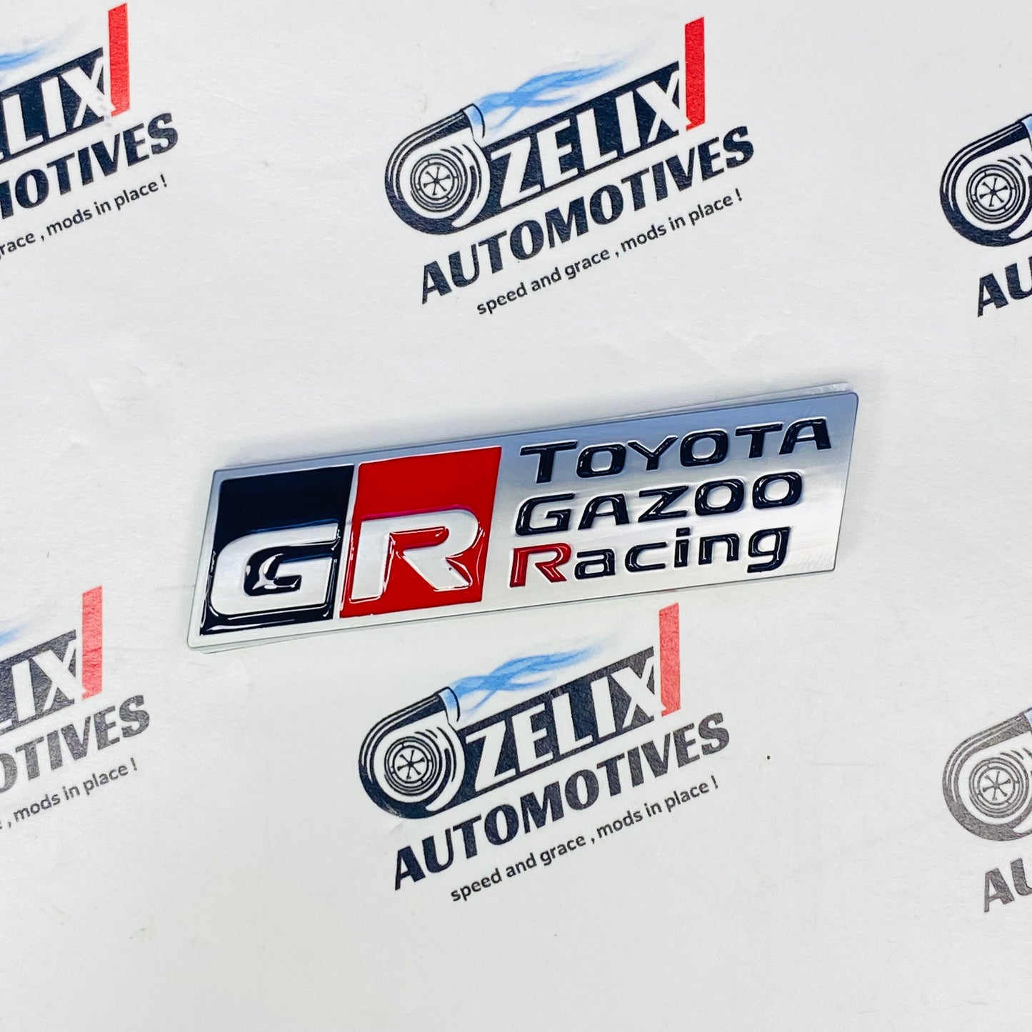 GR Steering Metal Sticker (Long) | Universal Car Emblem Badge