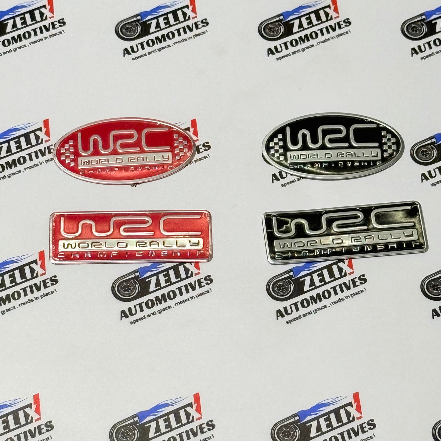 WRC Stickers Two Design Shapes for Custom Placement | Black and Red Colour Options