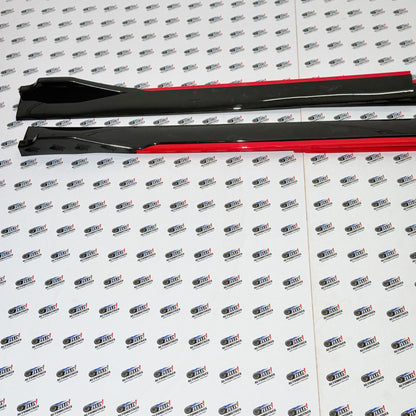 Side Skirt Extensions Gloss Black with Red Accent | Universal Fit