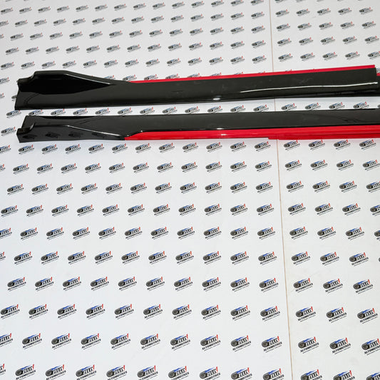Side Skirt Extensions Gloss Black with Red Accent | Universal Fit