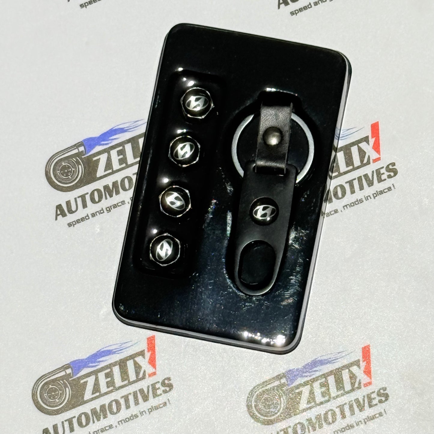 Air Valve Caps Set of 4 with Keychain | Brand Logo Design