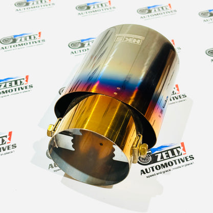 HKS  Single Exhaust Tip |  Enhances Sporty  Look Universal Fit Colours Options (Burnt,Neo-Crome,Rainbow)