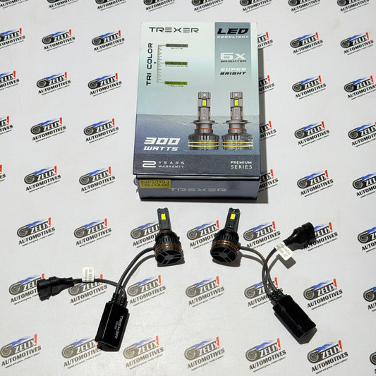 Trexer Tri-Color LED Headlight Bulbs 300W | Prime Series Headlight Bulbs | Multiple Plug Type