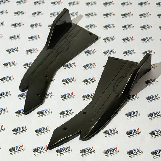Fish Cut Rear Splitters | Universal Gloss Black ABS Diffuser Extensions