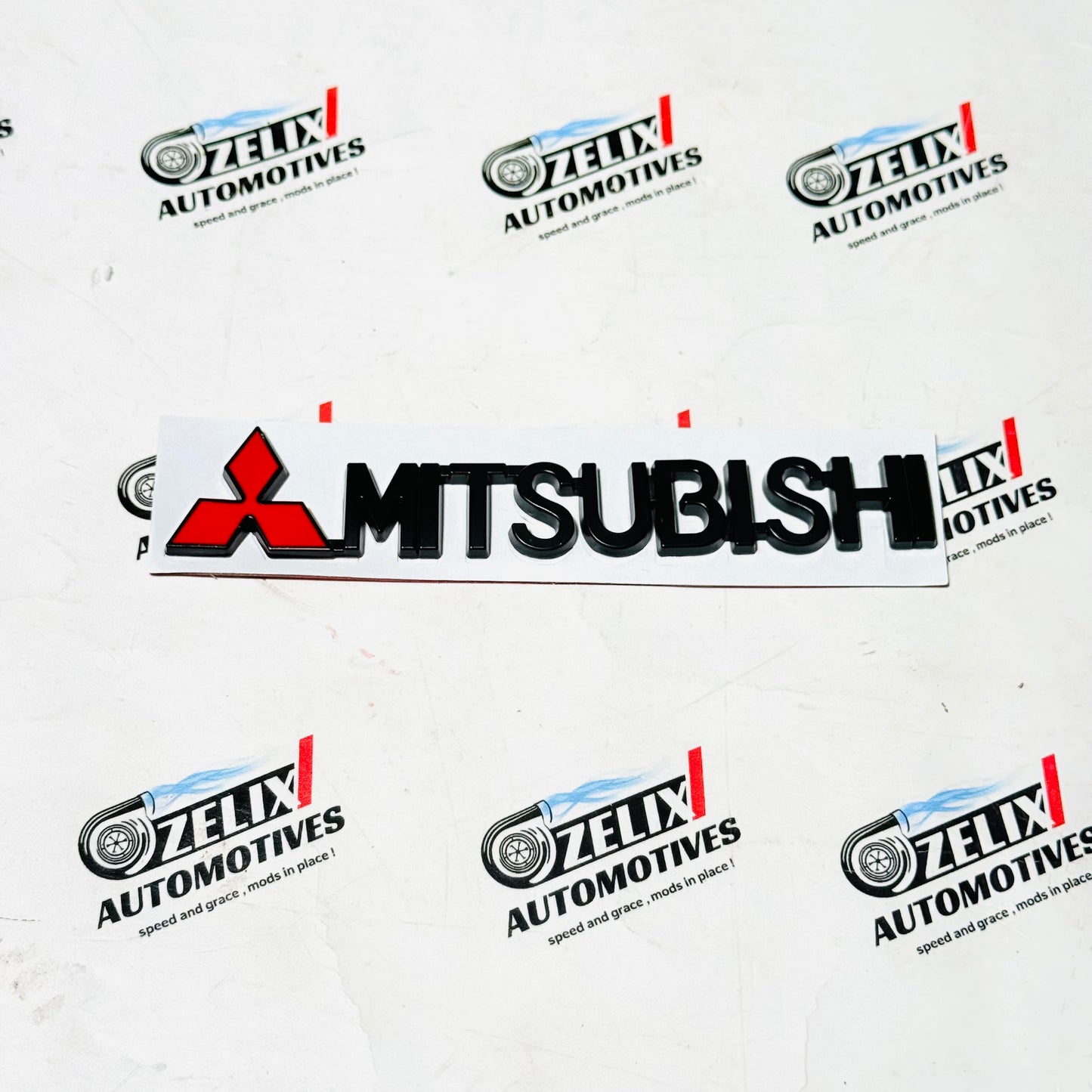 Mitsubishi Logo Sticker | Black and  Chrome Finish