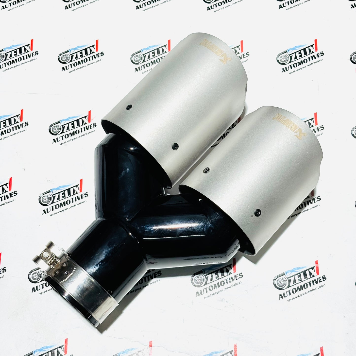 Akrapovic Dual Exhaust Tip | Premium Heavy Quality Matte Silver Finish