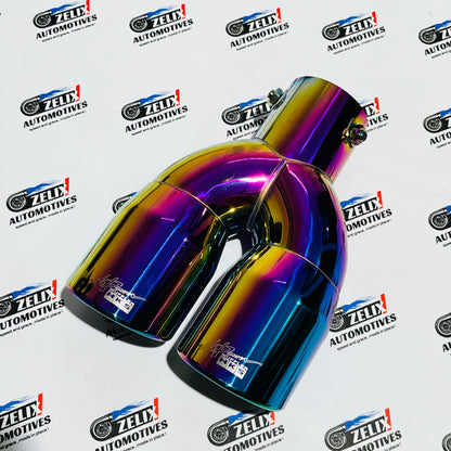 HKS Dual Exhaust Performance Muffler Tips | Burnt,Rainbow and Glossy Black Finish